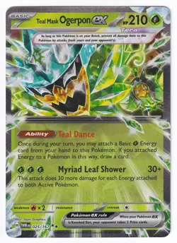 Pokemon TCG Teal Mask Ogerpon ex 025/167 Double Rare Twilight Masquerade Holo NM - Image 1