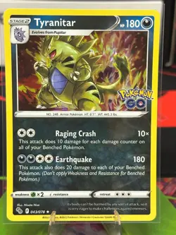 TYRANITAR 043/078 POKEMON GO HOLO HOLO RARE NM - Image 2