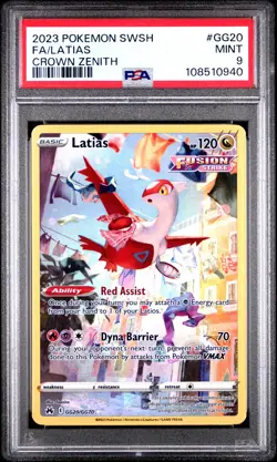 2023 POKEMON SWORD & SHIELD CROWN ZENITH #GG20 FULL ART/LATIAS PSA 9 - Image 1