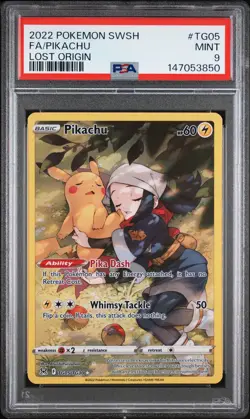 2022 POKEMON SWORD & SHIELD LOST ORIGIN #TG05 FULL ART/PIKACHU PSA 9 - Image 1