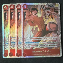 Playset Bandai One Piece TCG Monkey D. Luffy OP06-015 EN Red Parallel AA Foil x4 - Image 1