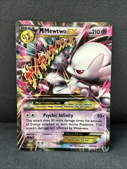 Pokemon M Mega Mewtwo ex Ultra Rare Holo TCG Card 64/162 XY Breakthrough - Image 1