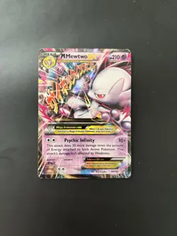 Pokemon M Mega Mewtwo EX Ultra Rare Holo TCG Card 64/162 XY Breakthrough - Image 1