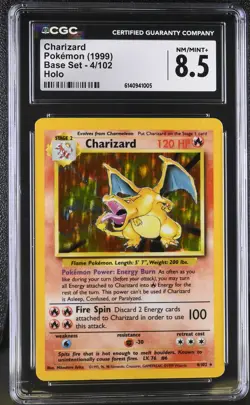 CGC 8.5 NM/MINT+ Charizard 4/102 Base Set Holo Pokemon Card - Image 1