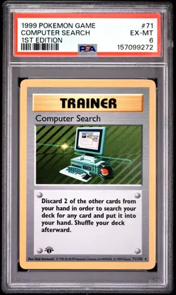 1999 Pokemon Game #71 Computer Search 1st Edition PSA 6 - Image 1