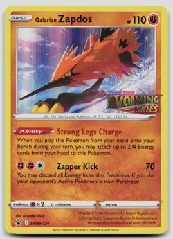 Galarian Zapdos (Prerelease) SWSH124 Sword & Shield Promo Pokemon NM - Image 1