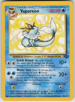 Vaporeon (28) Rare Jungle 28/64 Pokemon - Image 1