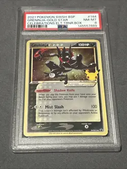 Pokemon Greninja-Gold Star Swsh Black Star Promo #144 PSA 8 Near Mint - Image 1