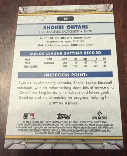 Topps Inception 2025 Shohei Ohtani Los Angeles Dodgers Base Set #69 - Image 2