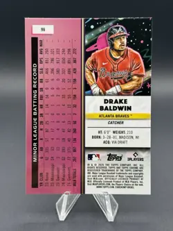 Drake Baldwin RC 2025 Topps Chrome Cosmic White Hole Refractor SP Atlanta Braves - Image 2