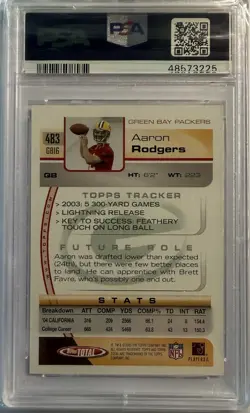 AARON RODGERS 2005 Topps Total #483 PSA 10 ROOKIE CARD RC Packers - Image 2
