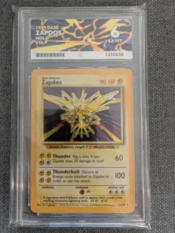 Pokemon TCG Zapdos vintage Base Set 16/102 Grade Ex-mt Ace Grading 6 ✅ - Image 2