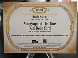 Topps 2026 Tier One Hideki Matsui Auto Dual Relic /99 Oakland Athletics #ATIR-HM - Image 2