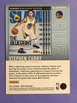 2021-22 Panini Hoops Stephen Curry SLAM #193 HOLO Gold Foil Holiday Blueprint - Image 2