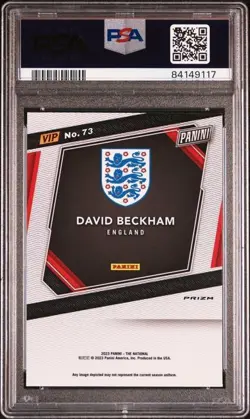 2023 PANINI THE NATIONAL VIP GOLD DAVID BECKHAM ENGLAND ZEBRA SSP PSA 9 ENGLAND - Image 2