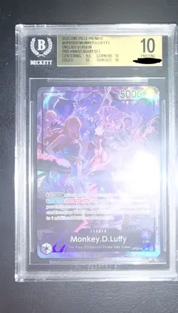 One Piece TCG Monkey D Luffy OP09-061 2nd Anniversary Edition Beckett BGS 10 - Image 1