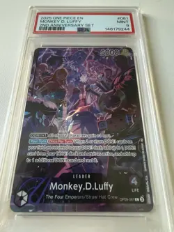 2025 One Piece Monkey D Luffy Leader 2nd Anniversary Set OP09-061 PSA 9 - Image 3