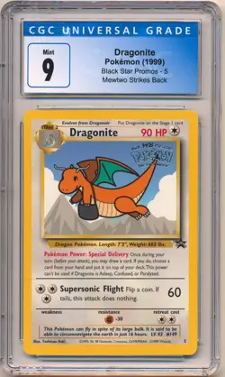 1999 Pokemon Black Star Promo Dragonite 5 WB First Movie CGC 9 Mint - Image 1