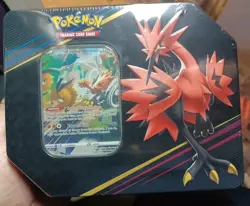 Pokemon TCG: Crown Zenith Galarian Zapdos Tin. 5 CZ Booster Packs. Full Art.New - Image 1