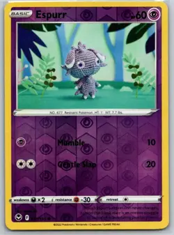 Espurr 081/195 Common Silver Tempest Pokemon Reverse Holo Near Mint - Image 1