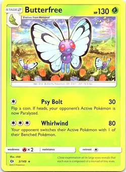 Butterfree 3/149 SM Base Set Pokemon NM - Image 1