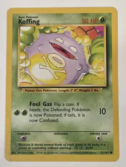 Koffing 51/102 Common Base Set Unlimited Pokemon NM Vintage - Image 1