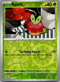 Applin 017/167 Common Twilight Masquerade Pokemon Reverse Holo Near Mint - Image 1