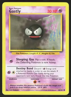 Gastly 50/102 1999 Common Base Set Unlimited Pokemon - Image 1