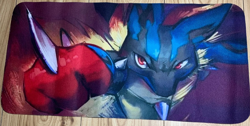 POKEMON - MEGA LUCARIO - RUBBER PLAYMAT - 60CM X 30CM - PERFECT FOR TCG - Image 1