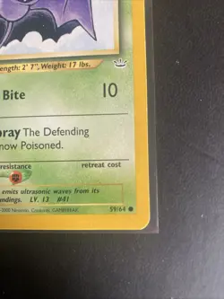 Zubat 59/64 Neo Revelation 1st Edition WOTC Vintage Pokemon LP - Image 4