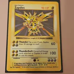 Wizards Pokemon TCG Zapdos 16/102 Base Set Holo Rare Unlimited 90 HP EN 1999 - Image 1