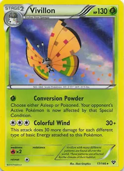 Vivillon (High Plains Orange) 17/146 Holo Rare XY Pokemon Lightly Played - Image 1