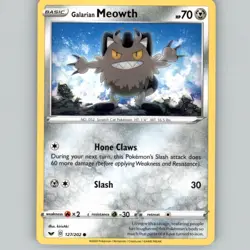 Galarian Meowth 127/202 Common Sword & Shield Pokemon Near Mint - Image 1