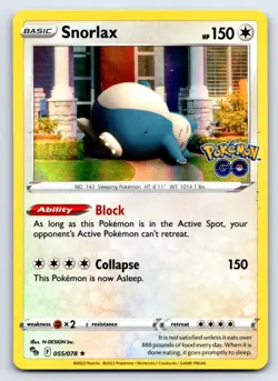 Snorlax 055/078 Holo Rare Pokemon GO Pokemon NM/M - Image 1