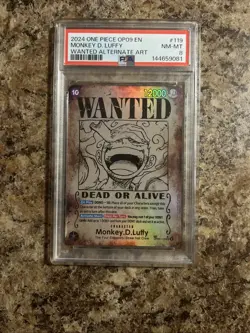 2024 ONE PIECE EMPERORS IN THE NEW WORLD WANTED AA #119 MONKEY D. LUFFY PSA 8 - Image 3