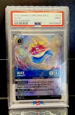 2023 Disney Lorcana Rise of Floodborn #213 "Alice - Enchanted" - PSA 9 - MINT - Image 1