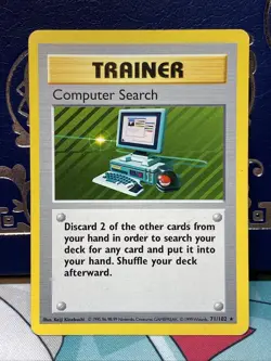 LP (Shadowless) Pokemon COMPUTER SEARCH Card BASE Set 71/102 Non-Holo Rare WOTC - Image 1
