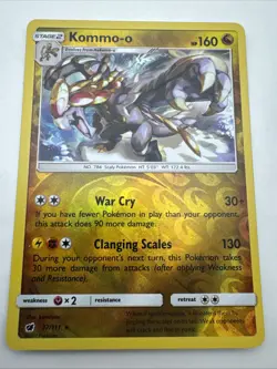 Kommo-o 77/111 Rare Reverse Holo SM Crimson Invasion Pokemon Card - Mint - Image 1