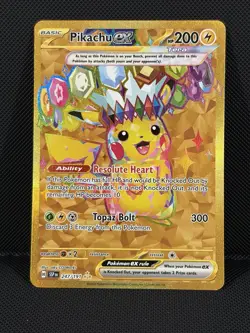 Pokemon TCG SV08 Surging Sparks Pikachu EX Hyper Rare Gold Holo Card 247/191 - Image 1