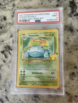 PSA 9 MINT Pokemon TCG Venusaur Holo Rare Card 15/102 Celebrations Series - Image 1
