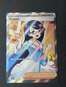 Pokemon TCG Fennel Trainer Card Black Bolt Full Art SV 162/086 NM Condition - Image 1