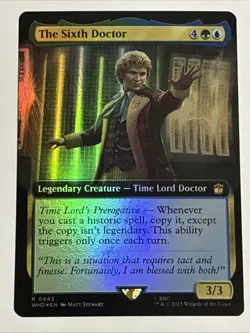 MTG Universes Beyond: Doctor Who The Sixth Doctor Extended Art Foil 0443 NM Rare - Image 1