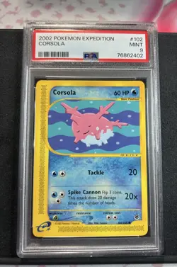 Pokemon Corsola 102/165 Expedition PSA 9 MINT 2002 E-Reader Trading Card - Image 1
