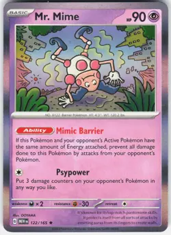 Mr. Mime 122/165 Rare 151 Pokemon Holo Near Mint - Image 1