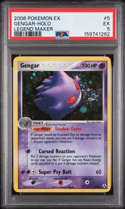 New Cert Pokemon Gengar #5 Holo 2006 Ex Legend Maker PSA 5 Ex - Image 1