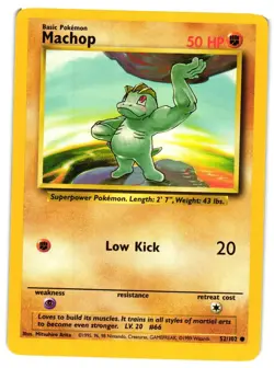 Pokemon TCG Machop 52/102 Common Base Set Unlimited NM - Image 1
