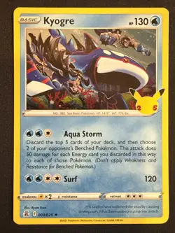 Kyogre 003/025 Celebrations Holo LP Pokemon - Image 1