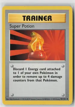 Super Potion 90/102 Uncommon Base Set Shadowless Pokemon Unlimited MP - Image 1