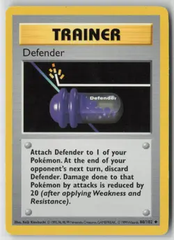 Defender 80/102 Uncommon Base Set Shadowless Pokemon Unlimited Moderately Played - Image 1