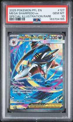 2025 Pokemon Phantasmal Flames #127 Mega Sharpedo Ex Special Illustration PSA 10 - Image 1
